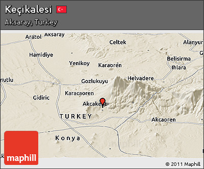 Shaded Relief Panoramic Map of Keçikalesi