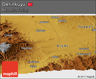 Physical Panoramic Map of Derinkuyu
