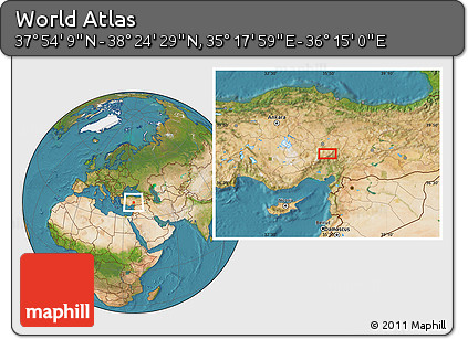 Satellite Location Map of the Area around 38° 9' 19" N, 35° 46' 29" E