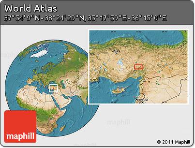 Satellite Location Map of the Area around 38° 9' 19" N, 35° 46' 29" E