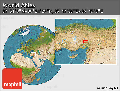 Satellite Location Map of the Area around 38° 9' 19" N, 35° 46' 29" E