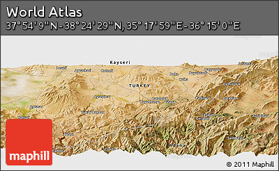 Satellite Panoramic Map of the Area around 38° 9' 19" N, 35° 46' 29" E