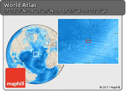 Shaded Relief Location Map of the Area around 38° 9' 19" N, 37° 19' 30" W