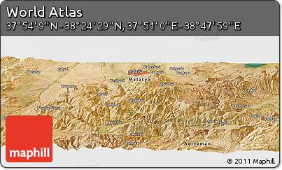 Satellite Panoramic Map of the Area around 38° 9' 19" N, 38° 19' 30" E