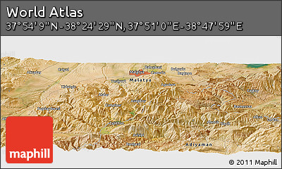 Satellite Panoramic Map of the Area around 38° 9' 19" N, 38° 19' 30" E