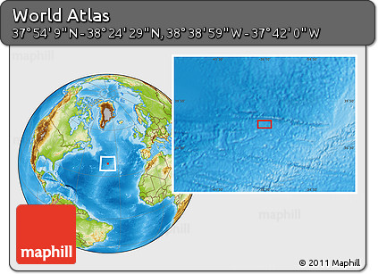 Physical Location Map of the Area around 38° 9' 19" N, 38° 10' 29" W