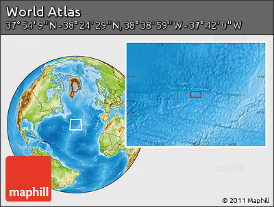 Physical Location Map of the Area around 38° 9' 19" N, 38° 10' 29" W