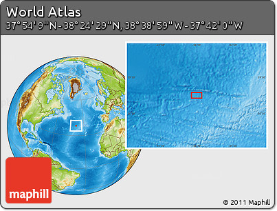 Physical Location Map of the Area around 38° 9' 19" N, 38° 10' 29" W