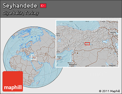 Gray Location Map of Seyhandede, hill shading