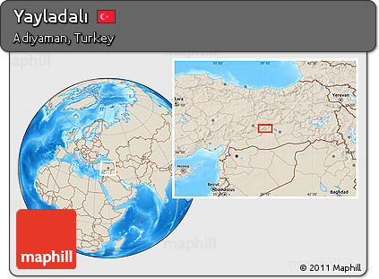 Shaded Relief Location Map of Yayladalı