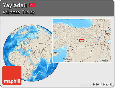 Shaded Relief Location Map of Yayladalı
