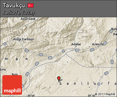Shaded Relief Map of Tavukçu