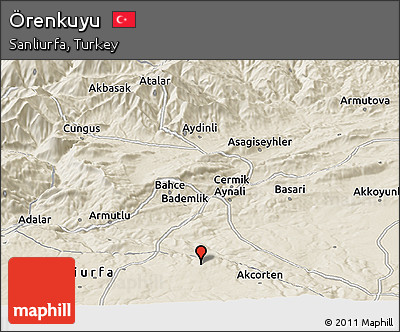 Shaded Relief Panoramic Map of Örenkuyu
