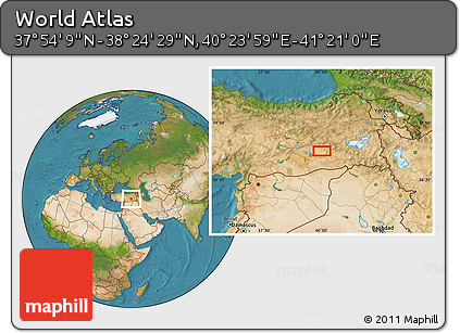 Satellite Location Map of the Area around 38° 9' 19" N, 40° 52' 30" E