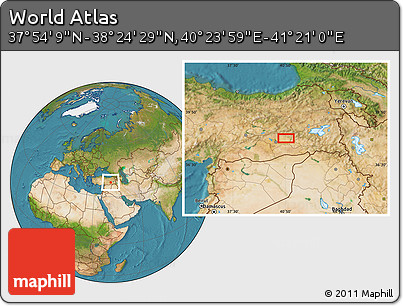 Satellite Location Map of the Area around 38° 9' 19" N, 40° 52' 30" E