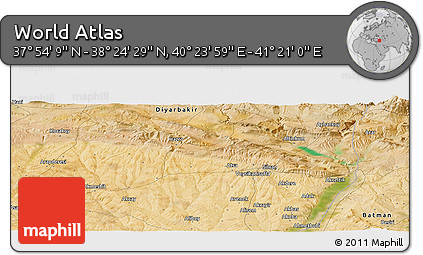 Satellite Panoramic Map of the Area around 38° 9' 19" N, 40° 52' 30" E