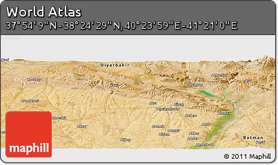 Satellite Panoramic Map of the Area around 38° 9' 19" N, 40° 52' 30" E