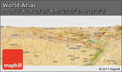 Satellite Panoramic Map of the Area around 38° 9' 19" N, 40° 52' 30" E