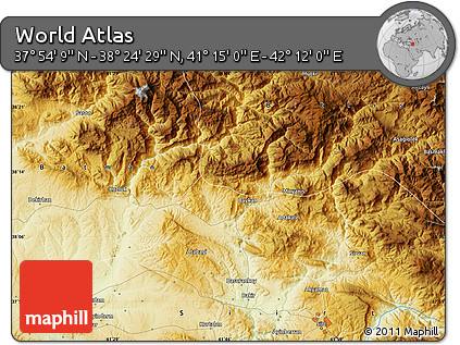 Physical Map of the Area around 38° 9' 19" N, 41° 43' 30" E