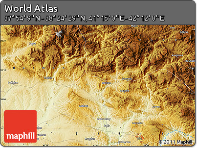 Physical Map of the Area around 38° 9' 19" N, 41° 43' 30" E
