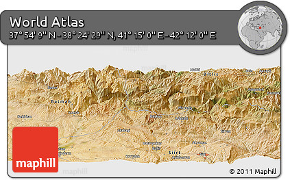 Satellite Panoramic Map of the Area around 38° 9' 19" N, 41° 43' 30" E