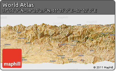 Satellite Panoramic Map of the Area around 38° 9' 19" N, 41° 43' 30" E