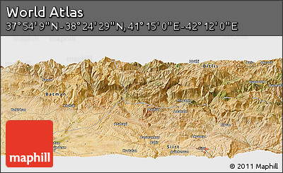 Satellite Panoramic Map of the Area around 38° 9' 19" N, 41° 43' 30" E