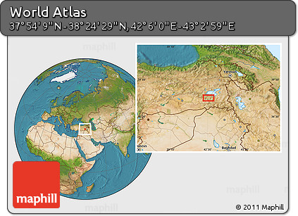 Satellite Location Map of the Area around 38° 9' 19" N, 42° 34' 30" E