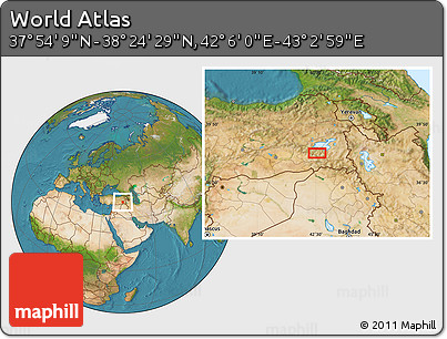 Satellite Location Map of the Area around 38° 9' 19" N, 42° 34' 30" E