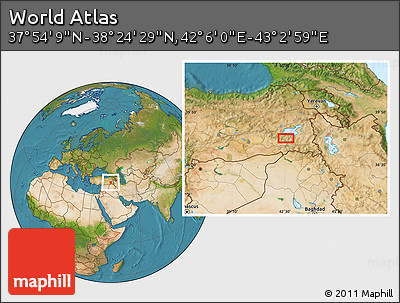 Satellite Location Map of the Area around 38° 9' 19" N, 42° 34' 30" E