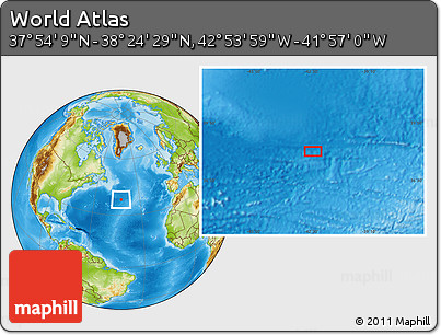 Physical Location Map of the Area around 38° 9' 19" N, 42° 25' 29" W