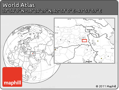Blank Location Map of the Area around 38° 9' 19" N, 43° 25' 29" E