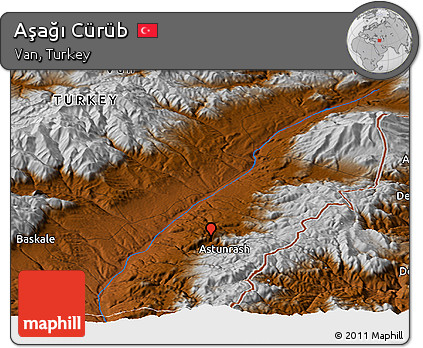 Physical Panoramic Map of Aşağı Cürüb