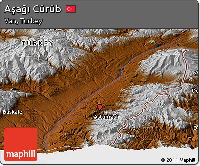 Physical Panoramic Map of Aşağı Cürüb