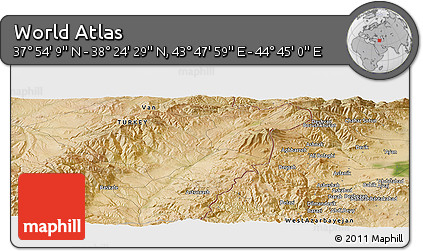 Satellite Panoramic Map of the Area around 38° 9' 19" N, 44° 16' 29" E