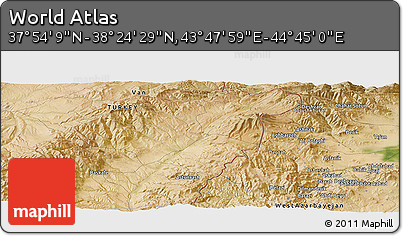 Satellite Panoramic Map of the Area around 38° 9' 19" N, 44° 16' 29" E