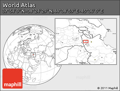 Blank Location Map of the Area around 38° 9' 19" N, 45° 7' 30" E