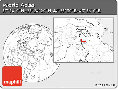 Blank Location Map of the Area around 38° 9' 19" N, 45° 7' 30" E