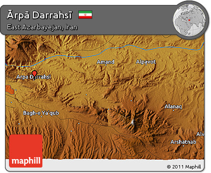 Physical 3D Map of Ārpā Darrahsī