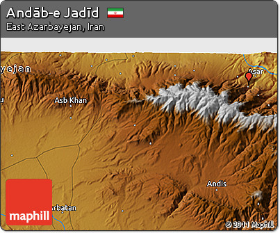Physical 3D Map of Andāb-e Jadīd