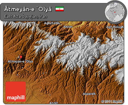 Physical 3D Map of Ātmeyān-e `Olyā