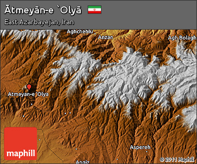 Physical 3D Map of Ātmeyān-e `Olyā