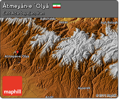 Physical 3D Map of Ātmeyān-e `Olyā