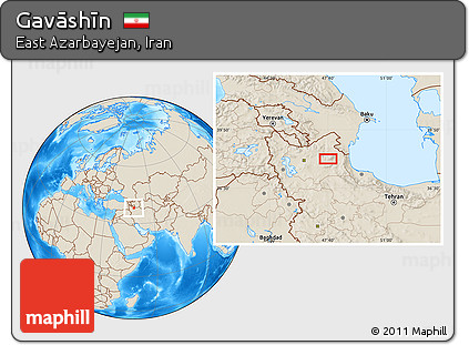 Shaded Relief Location Map of Gavāshīn