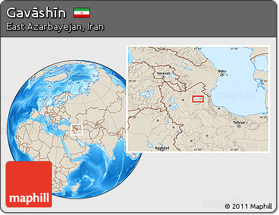 Shaded Relief Location Map of Gavāshīn