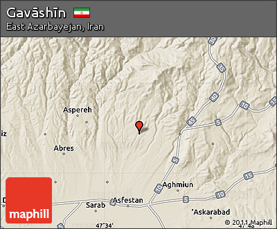 Shaded Relief Map of Gavāshīn