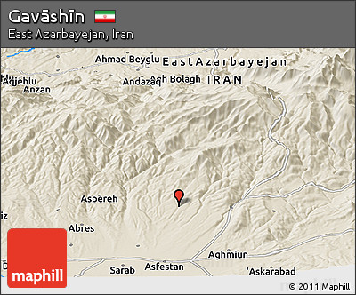 Shaded Relief Panoramic Map of Gavāshīn