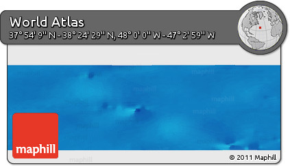 Shaded Relief Panoramic Map of the Area around 38° 9' 19" N, 47° 31' 29" W