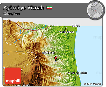 Physical 3D Map of Ayūrnī-ye Vīznah
