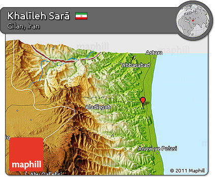 Physical 3D Map of Khalīleh Sarā